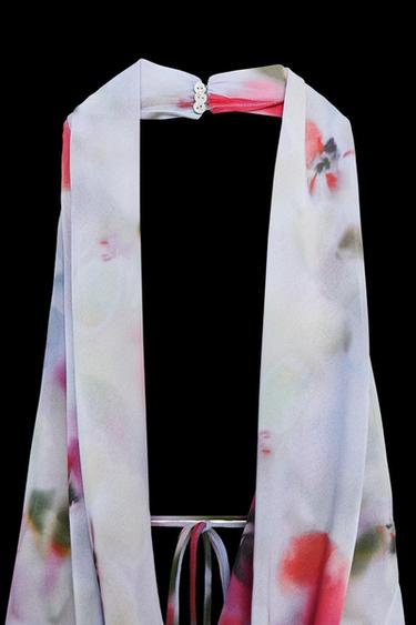 PRINTED HALTER MIDI DRESS - Multicoloured by Zara