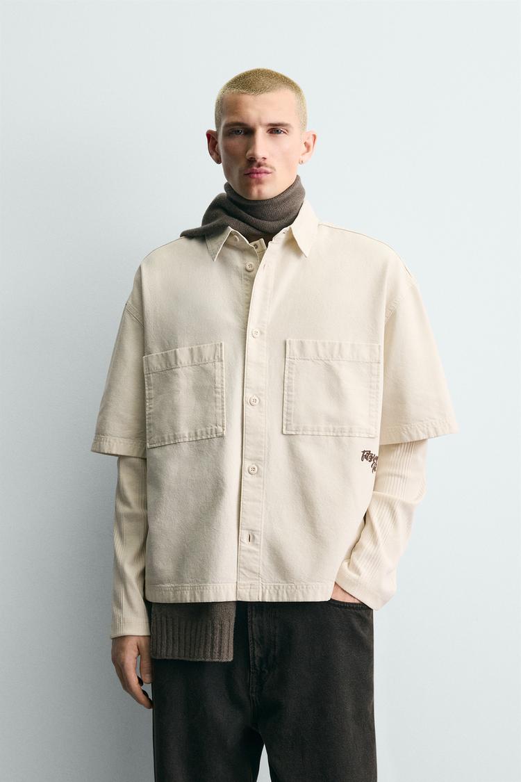 ZARA TEXTURED SHIRT WITH POCKETS
