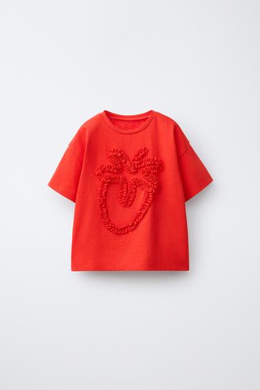 CAMISETA ESTAMPADO RIZO - Rojo de Zara