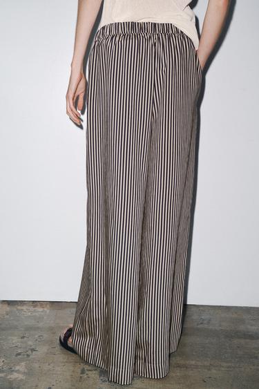 PANTALON FLUIDE RAYURES ZW COLLECTION - Bleu / Blanc de Zara - Image 2