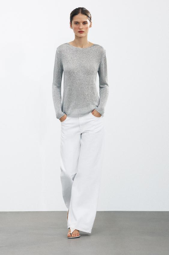 PLETENÝ METALICKÝ SVETR - Stříbrná od Zara - Obrázek 0