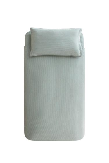 GESTREEPT FLANELLEN KINDERDEKBEDOVERTREK - Blauw van Zara