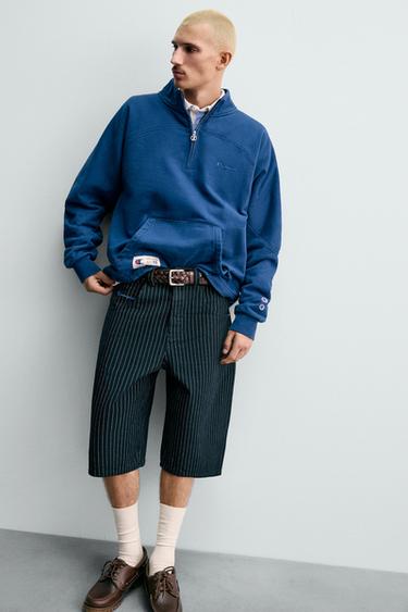 SHORT COUPE AMPLE RAYURES CHAMPION ® X ZARA - Bleu de Zara - Image 4
