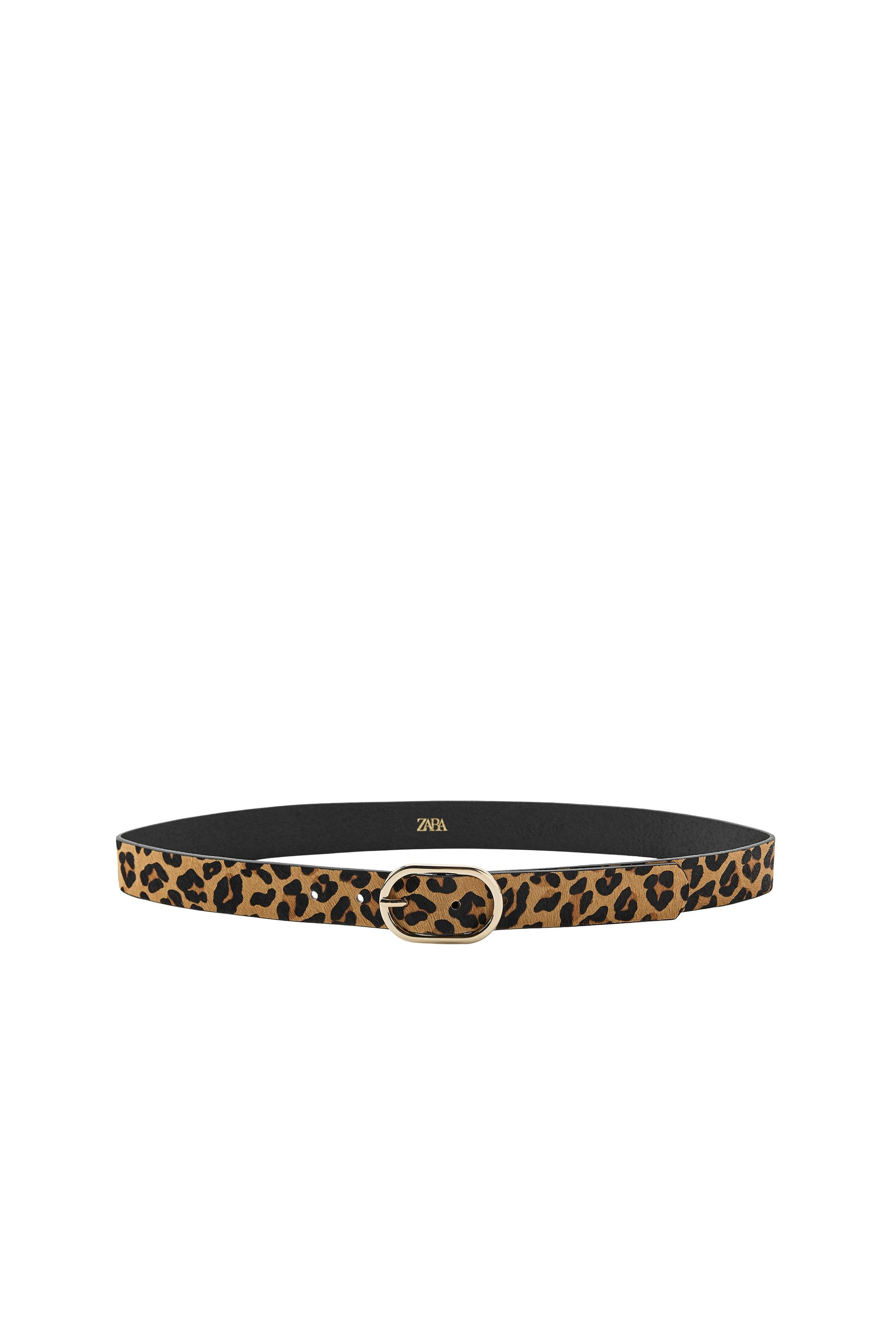 Zara Animal Print Belt with Gold Buckle NWT Zara animal print leather belt Leopard | Mercari main image 3