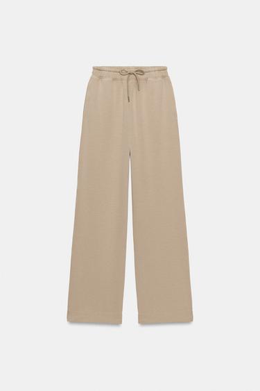 WASHED-EFFECT INTERLOCK TROUSERS - Mink by Zara