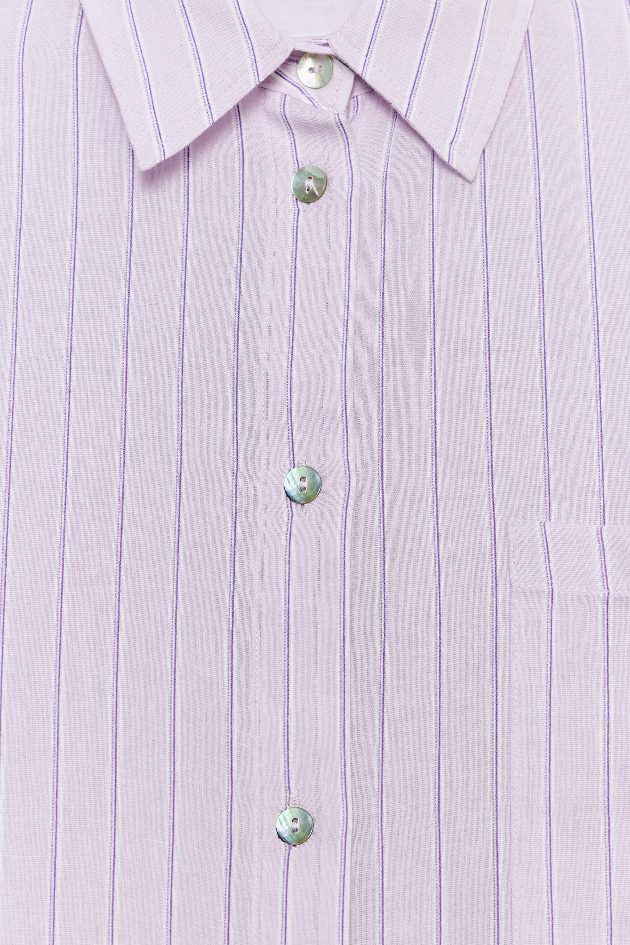 OVERSIZED STRIPED GAUZE SHIRT WITH POCKET