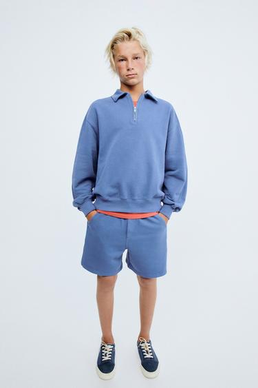 STORIESZ - POLO SWEAT EN MOLLETON À ZIP - Bleu / Acier de Zara