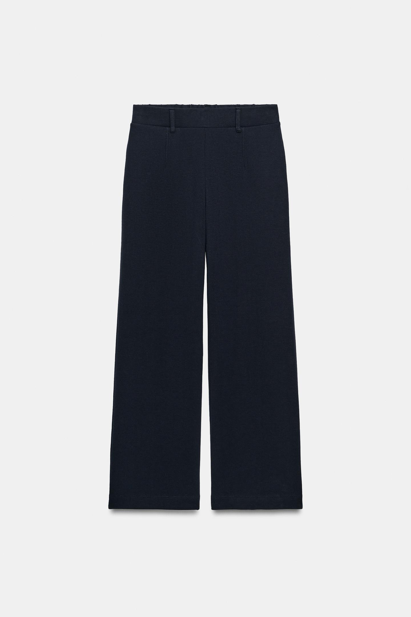 Женские брюки Zara Interlock Pleated, цвет: Тёмный тёмно-синий — фото 7