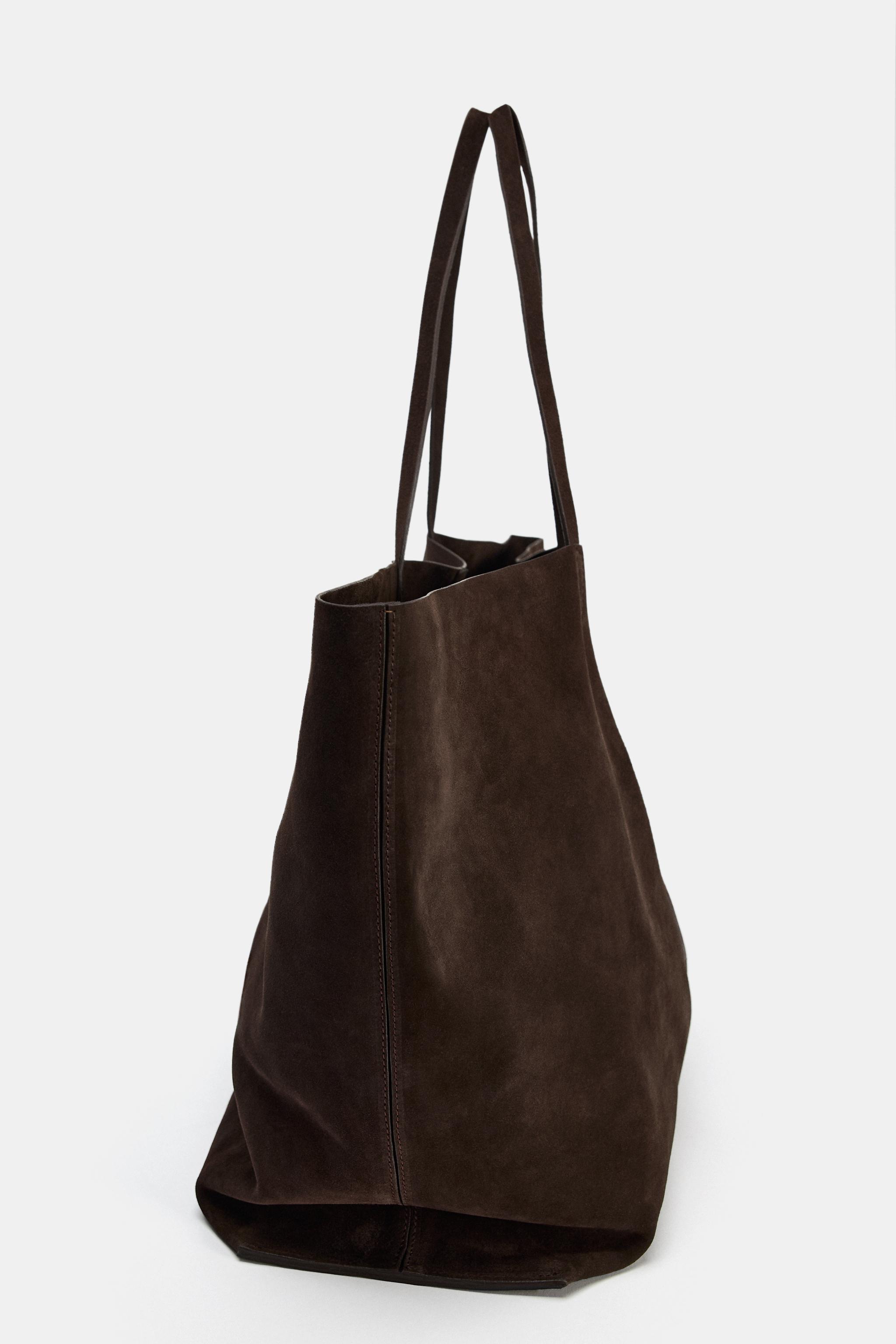 MAXI SHOPPER SPLIT LEATHER BAG - Brown | ZARA United States