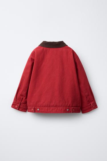 CONTRAST COLLAR PATCH JACKET - Red by Zara - Image 1