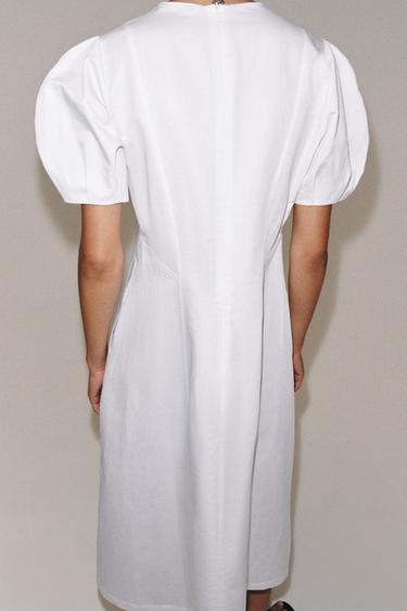 ROBE MI-LONGUE AVEC LIN ZW COLLECTION - Blanc de Zara - Image 4