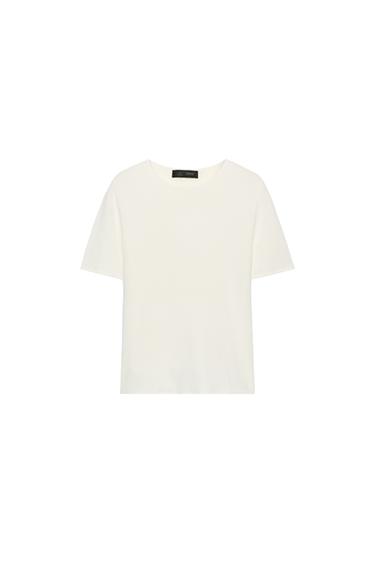 SHORT SLEEVE KNIT TOP - Ecru by Zara