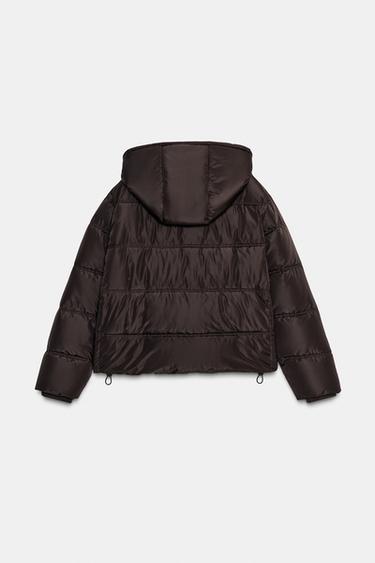 ANORAK REMBOURRÉ COURT DÉPERLANT ET COUPE-VENT - Marron de Zara - Image 7
