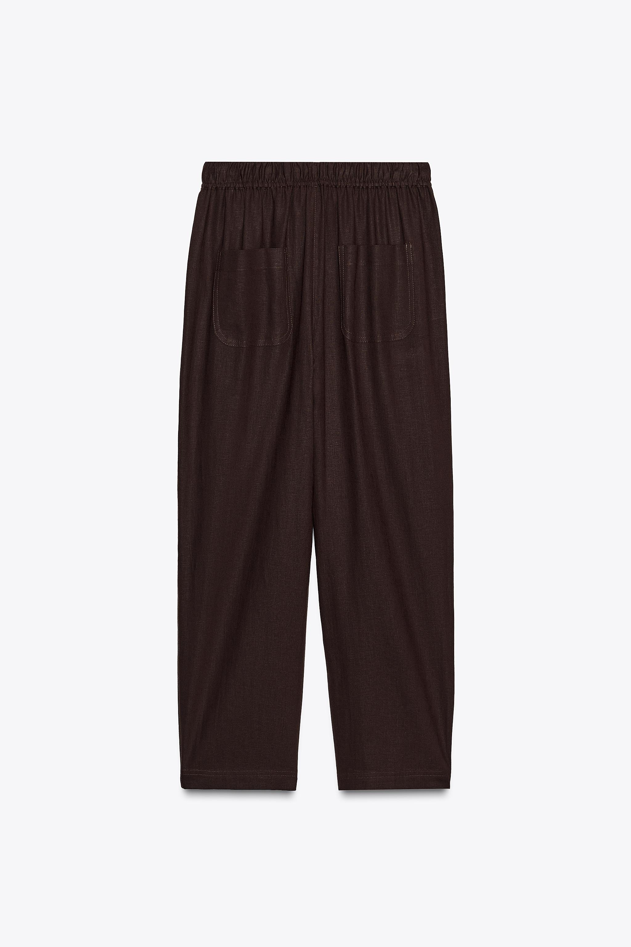 ★BROWNBREATH★ NYLON LINE PANTS BLACK LINEN PANTS WITH BEADED DRAWSTRINGS - Black | ZARA Mexico
