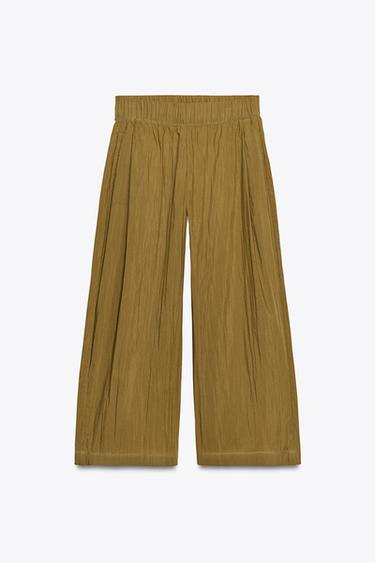 PANTALONI POPELINE CON PINCES ZW COLLECTION - Olio di Zara