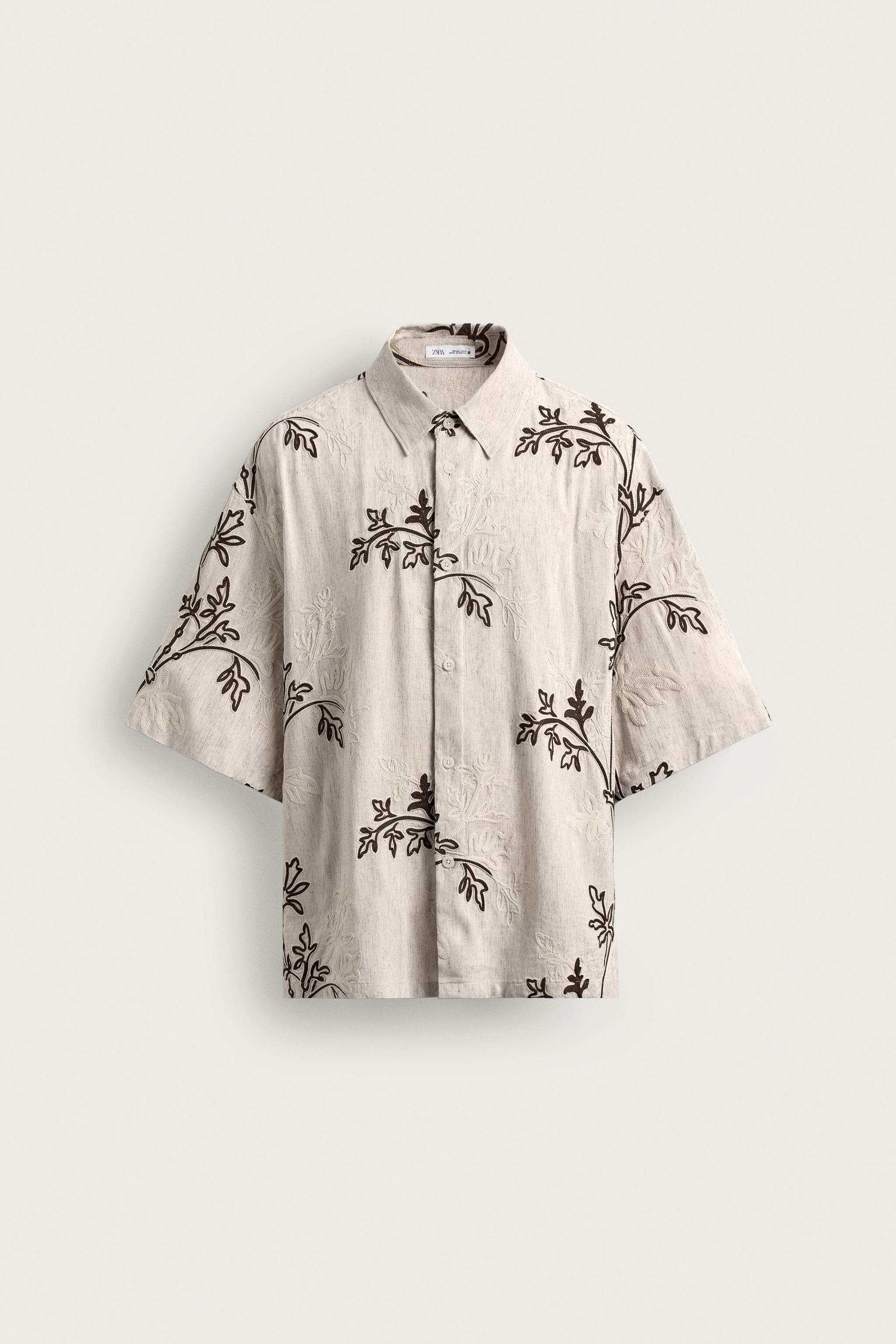 RELAXED FIT FLORAL EMBROIDERED SHIRT