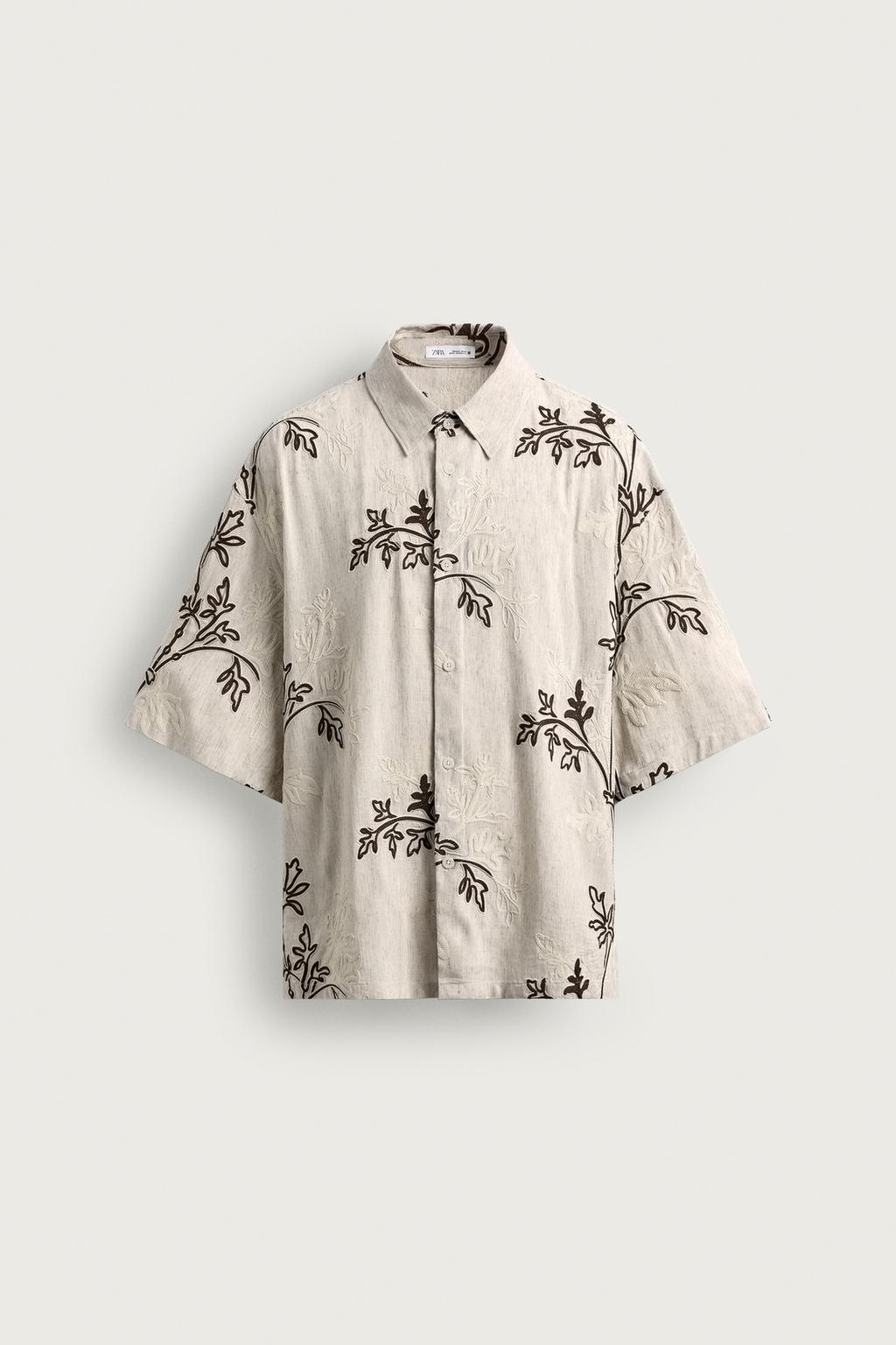 RELAXED FIT FLORAL EMBROIDERED SHIRT