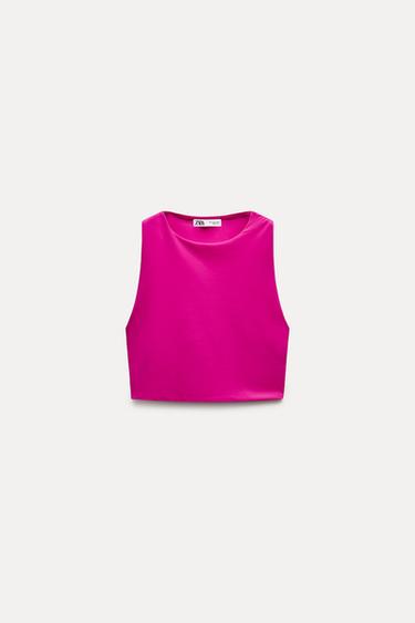 TOP CROP POLIAMIDA - Magenta de Zara