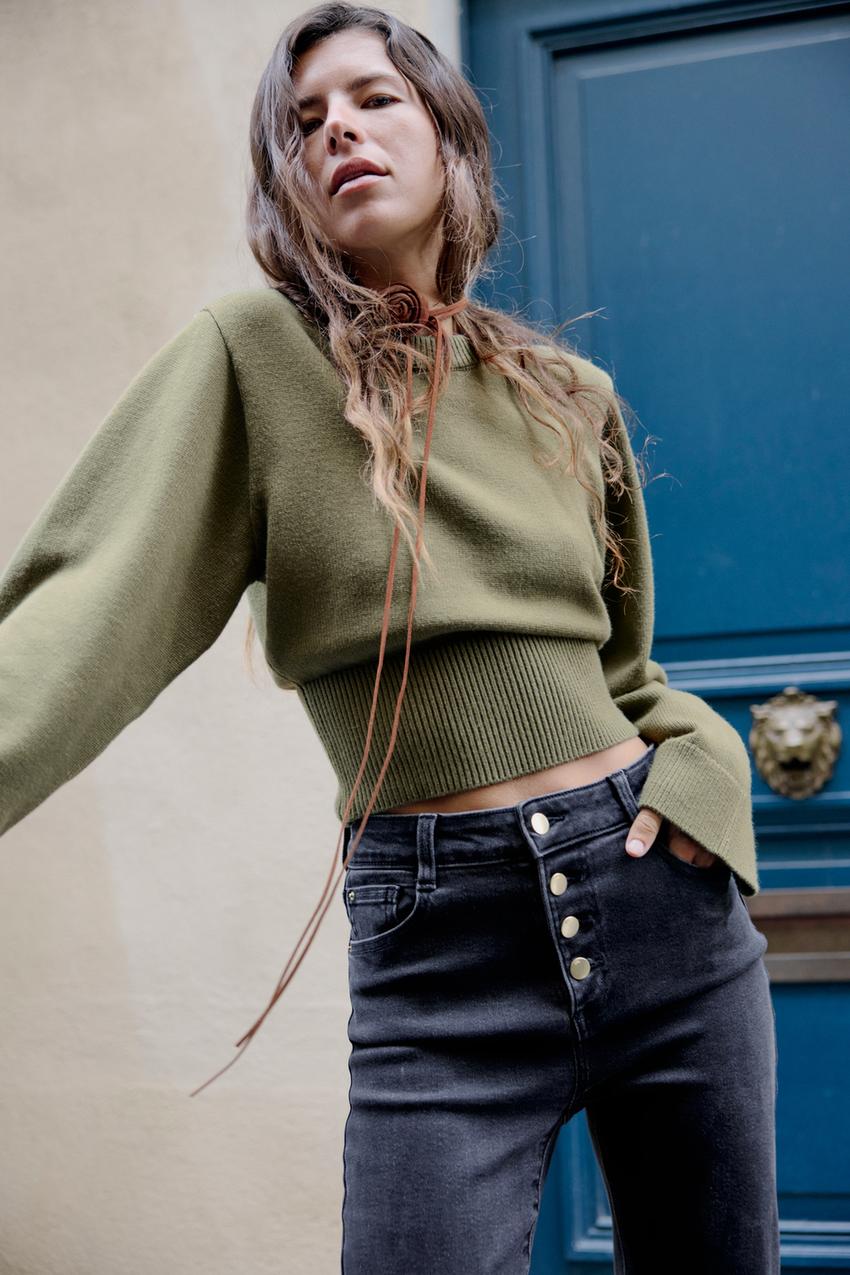 Cropped Sweater Green Sweater Zara Zara Green Soft Feel Turtleneck