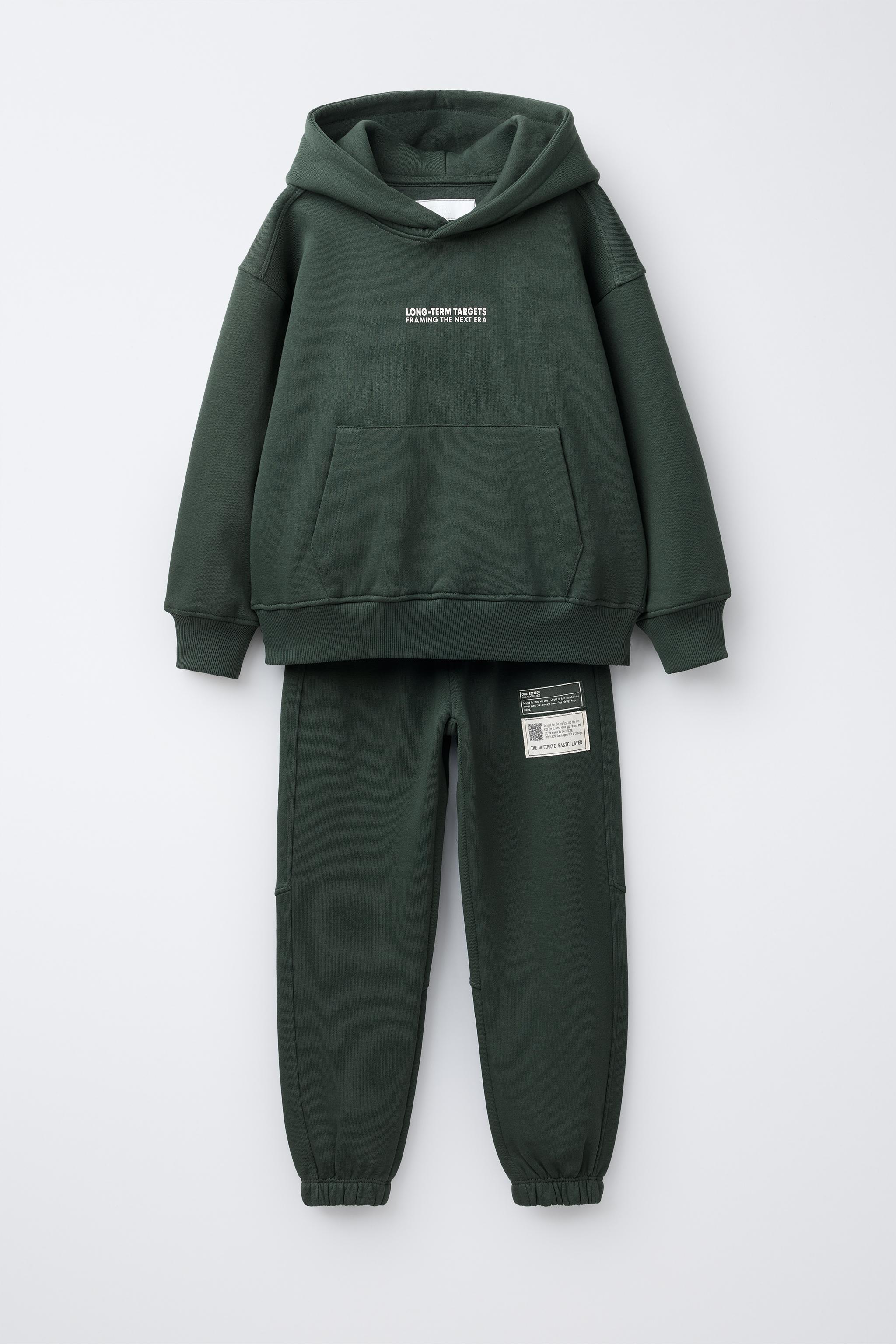 HOODIE AND LABEL JOGGERS SET - Emerald | ZARA Singapore