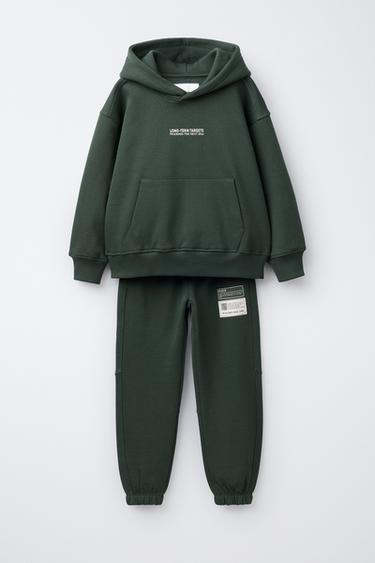 Zara HOODIE AND JOGGER PANTS WITH LABELS SET - Emerald