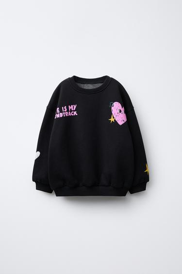 PRINTED SWEATSHIRT - Black by Zara