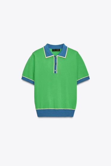 TOP POLO COMBINÉ EN MAILLE À MANCHES COURTES - unique de Zara - Image 3