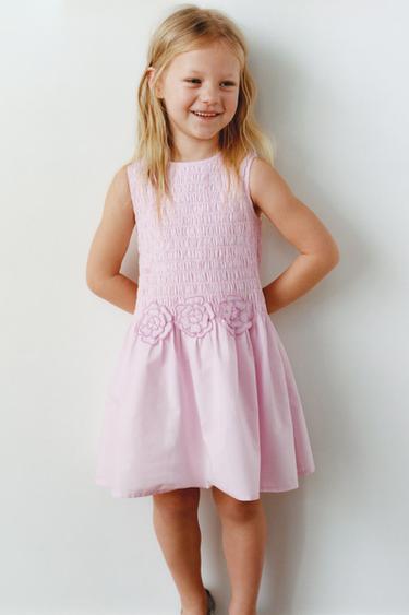 VESTIDO GOMAS FLORES - Rosa de Zara - Imagen 0