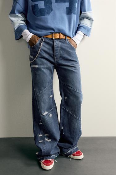 JEANS FLARE FIT COSTURAS - Azul de Zara