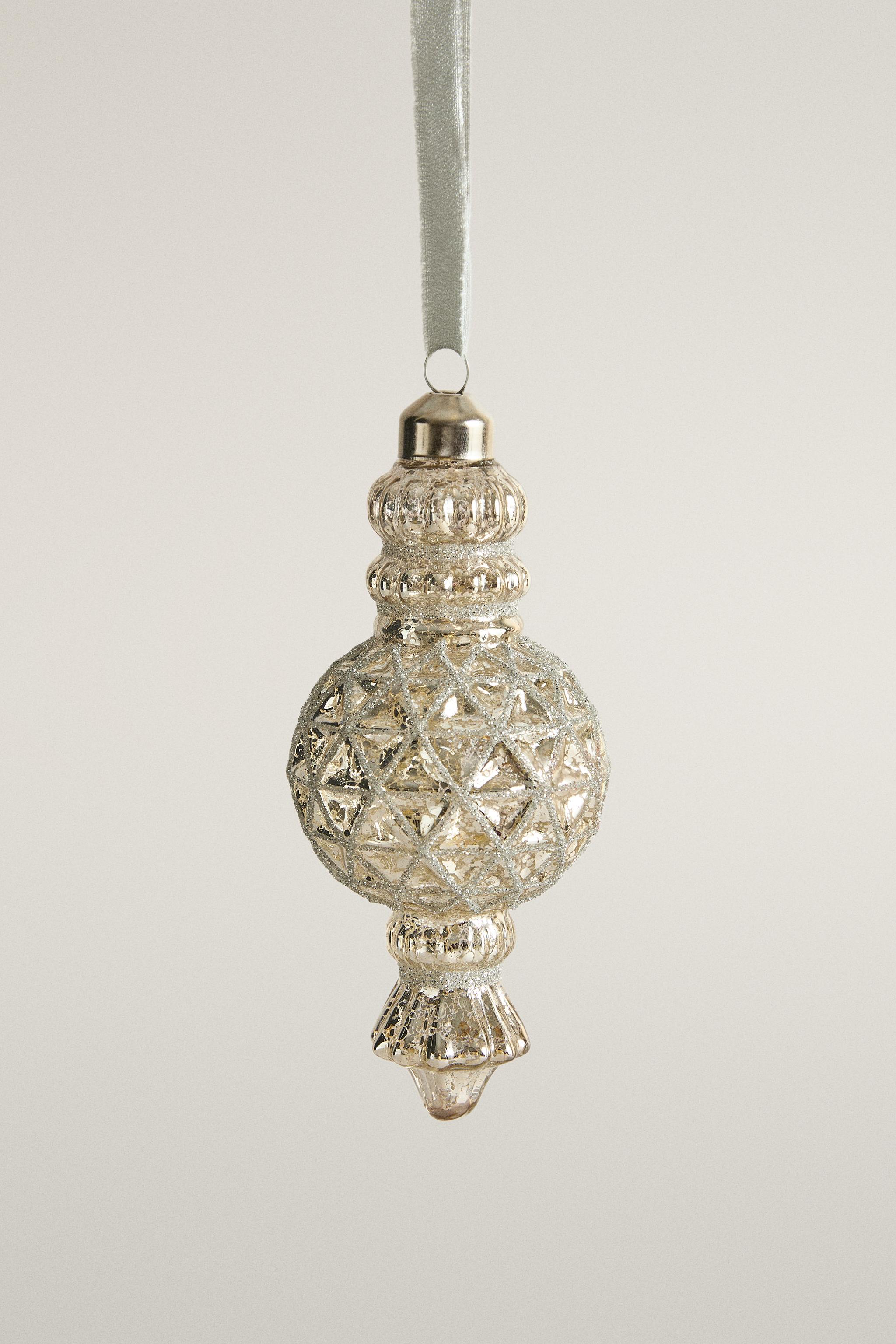 GLASS RELIEF CHRISTMAS TREE ORNAMENT - Silver | ZARA United States