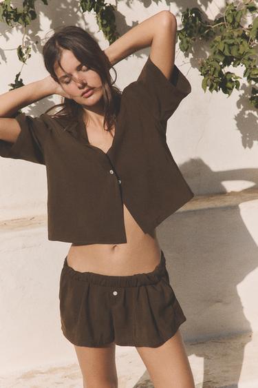 FLOWING SHORTS WITH BUTTONS - Chocolate brown by Zara