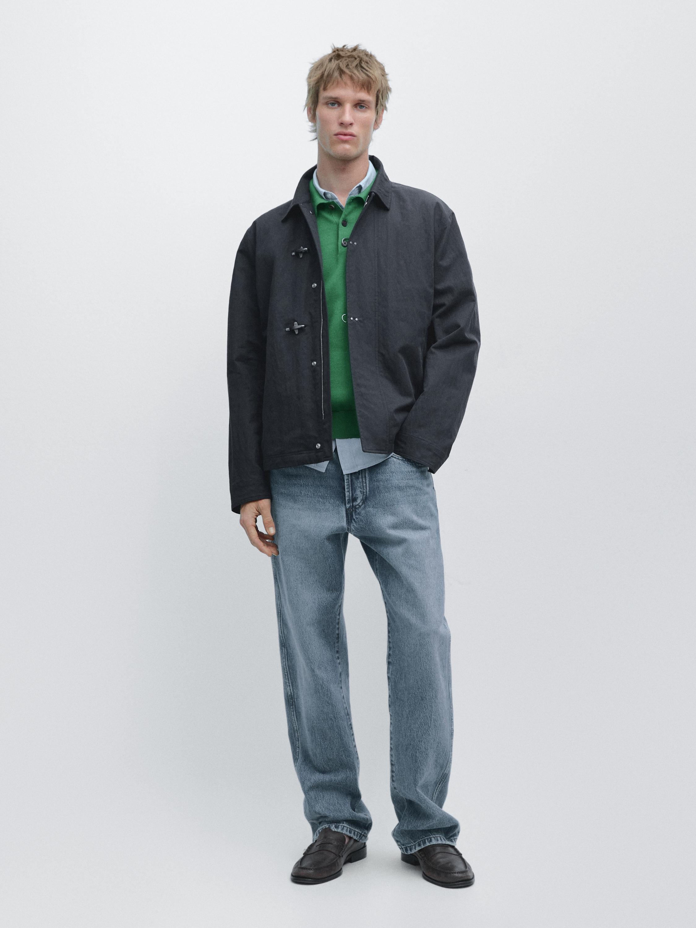 Cotton blend toggle jacket