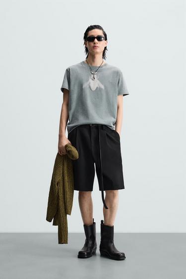 WASHED FLY PRINT T-SHIRT - Grey by Zara - Image 0