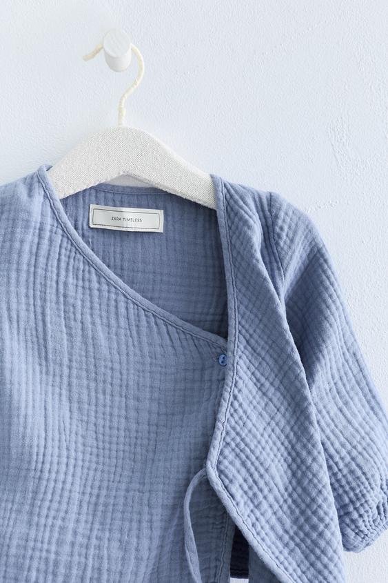 ZARA TIMELESS - ENSEMBLE CHEMISE CROISÉE et PANTALON TEXTURÉ - Bleu moyen de Zara - Image 2