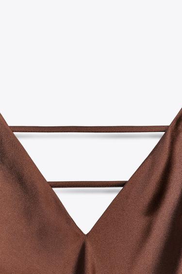SATIN MIDI DRESS - Dark mink by Zara - Image 8