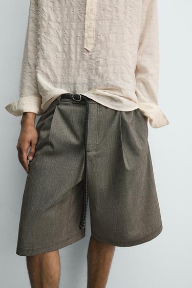 RELAXED WIDE-LEG CARGO BERMUDA SHORTS - Dark tan by Zara - Image 4