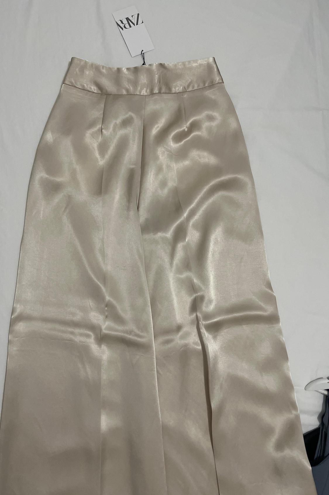 SATIN-FINISH PALAZZO TROUSERS - Image 3