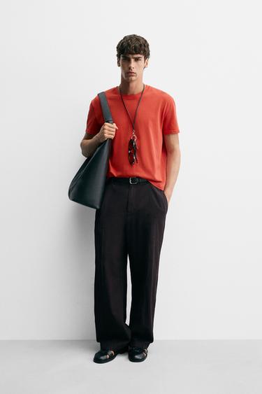 Zara CROPPED FIT T-SHIRT - Red