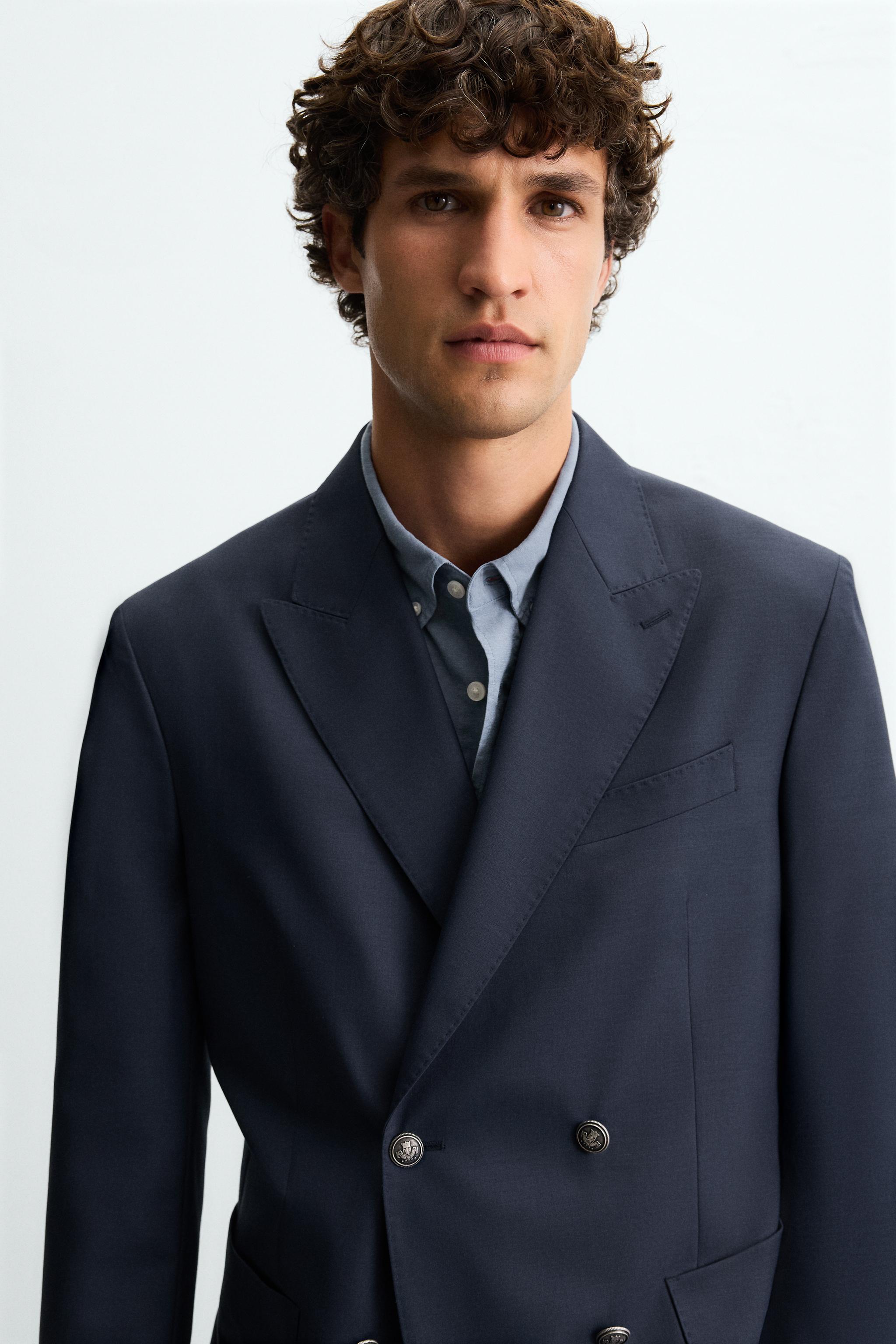 ダブルブレスト仕様ウールブレザー - ネイビーブルー | ZARA
