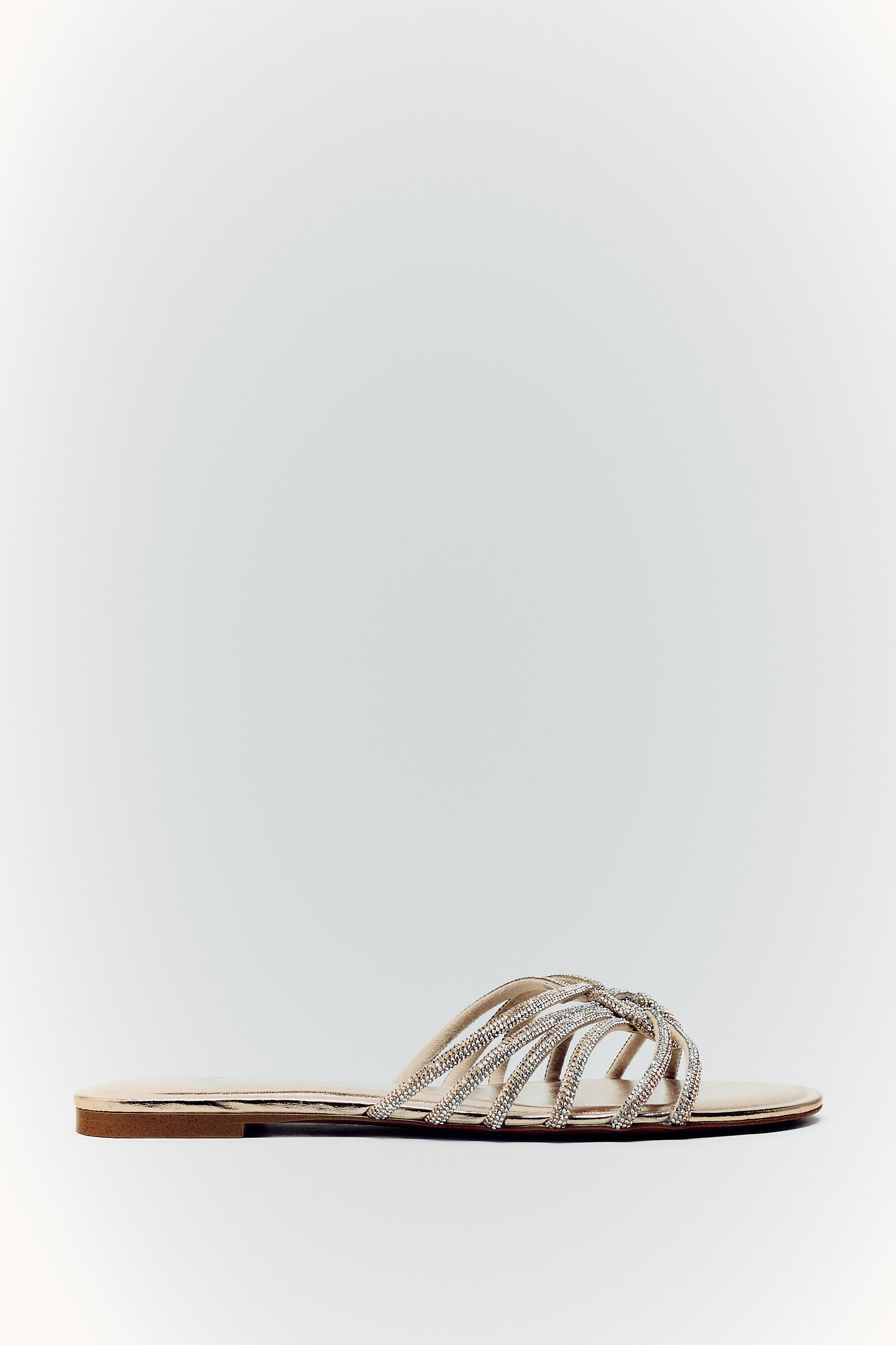 Gold discount slippers zara