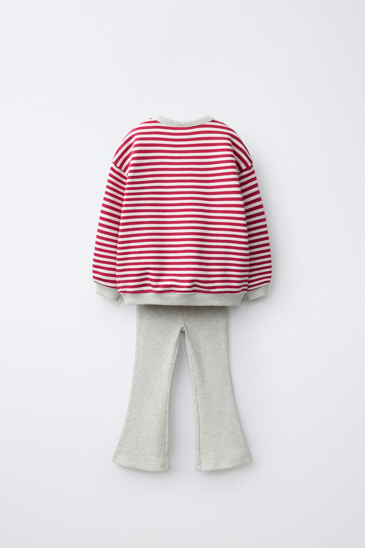 CONJUNTO DE SUDADERA A RAYAS Y LEGGINGS ACAMPANADOS 2