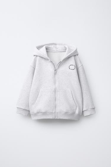 SWEAT ZIPPÉ BASIQUE INSCRIPTION - Gris chiné de Zara - Image 0