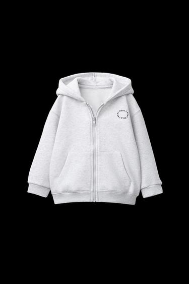 Zara BASIC TEXT ZIP-UP SWEATSHIRT - Gray marl - Image 0