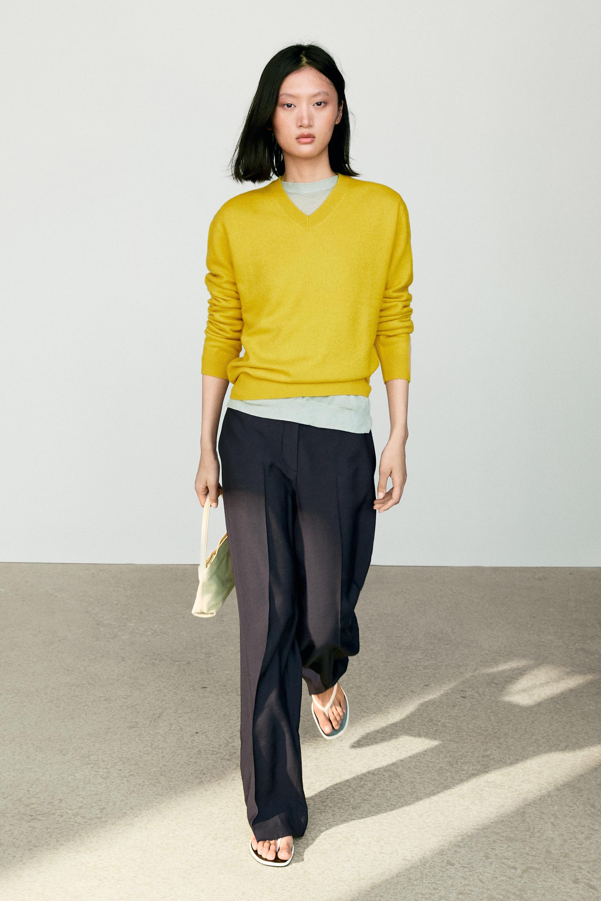 Flowing straight-leg pants — Navy blue