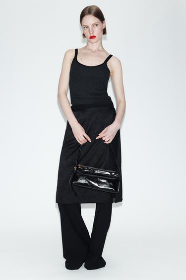 Zara JACQUARD MIDI SKIRT - Black