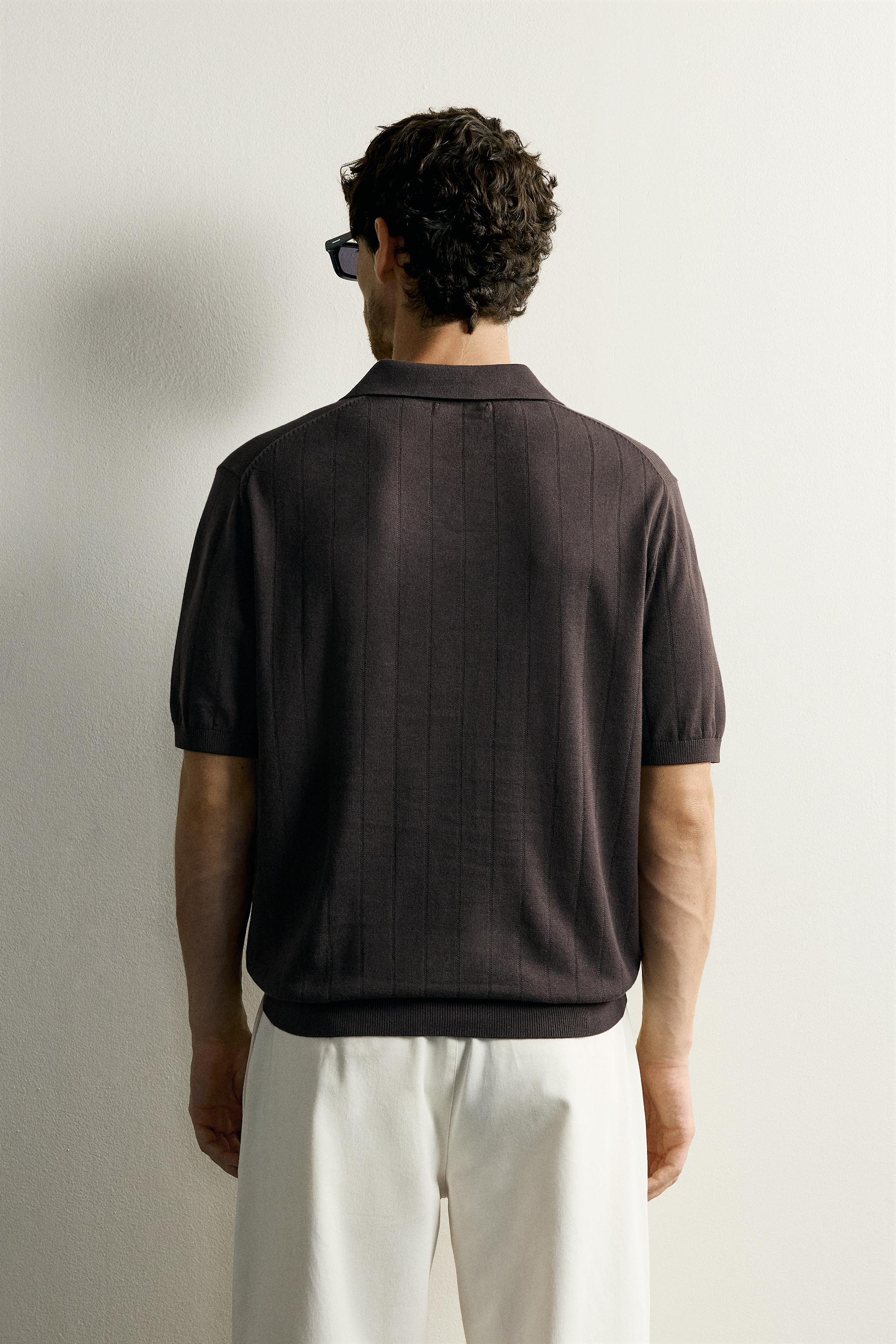 Мужские свитеры Zara REGULAR FIT RIBBED KNIT POLO — фото 3