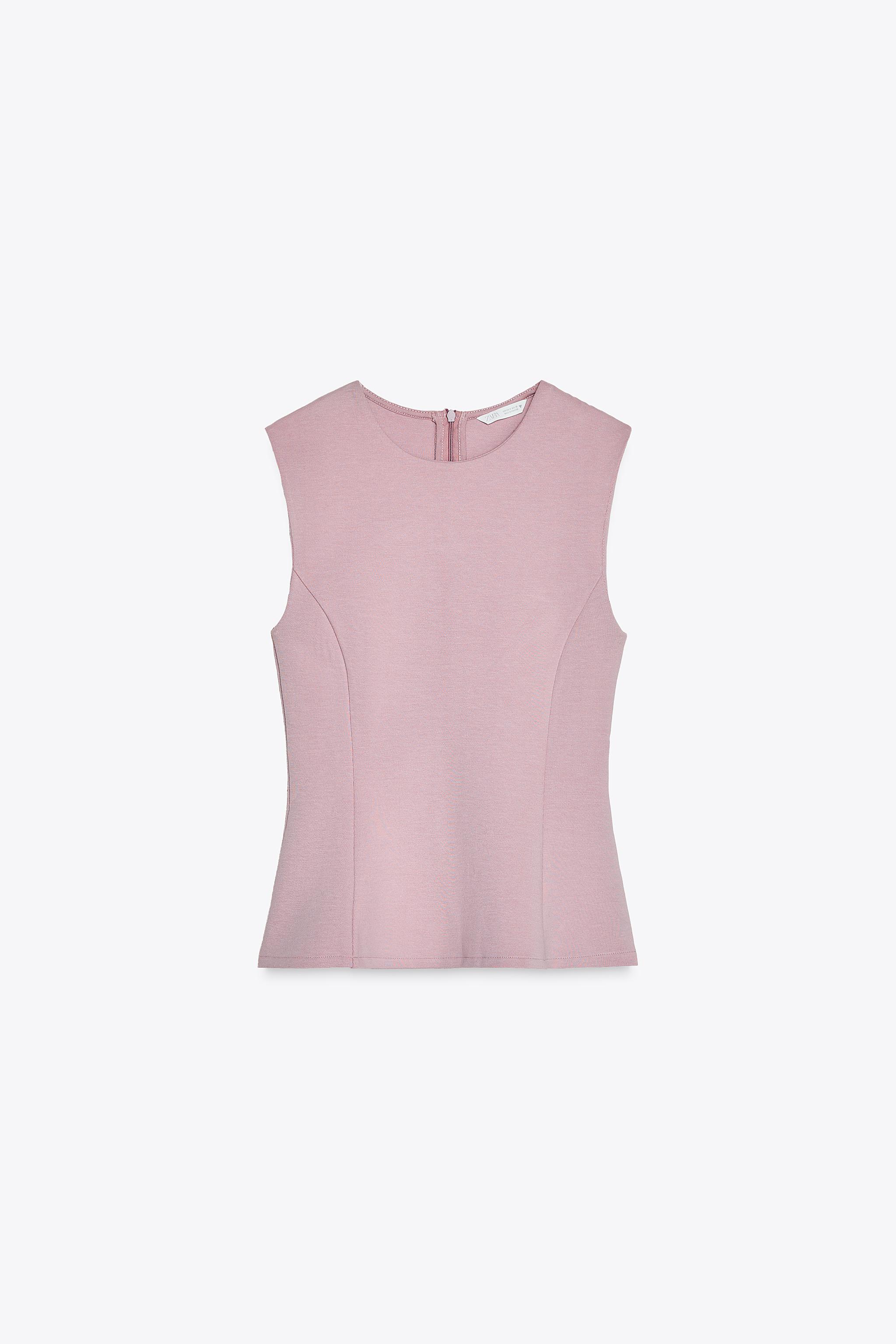 INTERLOCK PEPLUM TOP - Dusty pink | ZARA New Zealand
