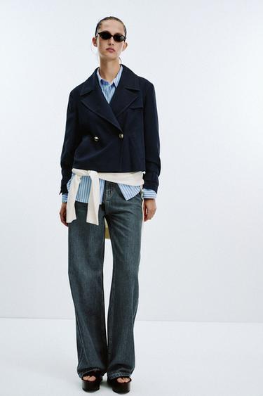 CHAQUETA CORTA CRUZADA - Marino de Zara