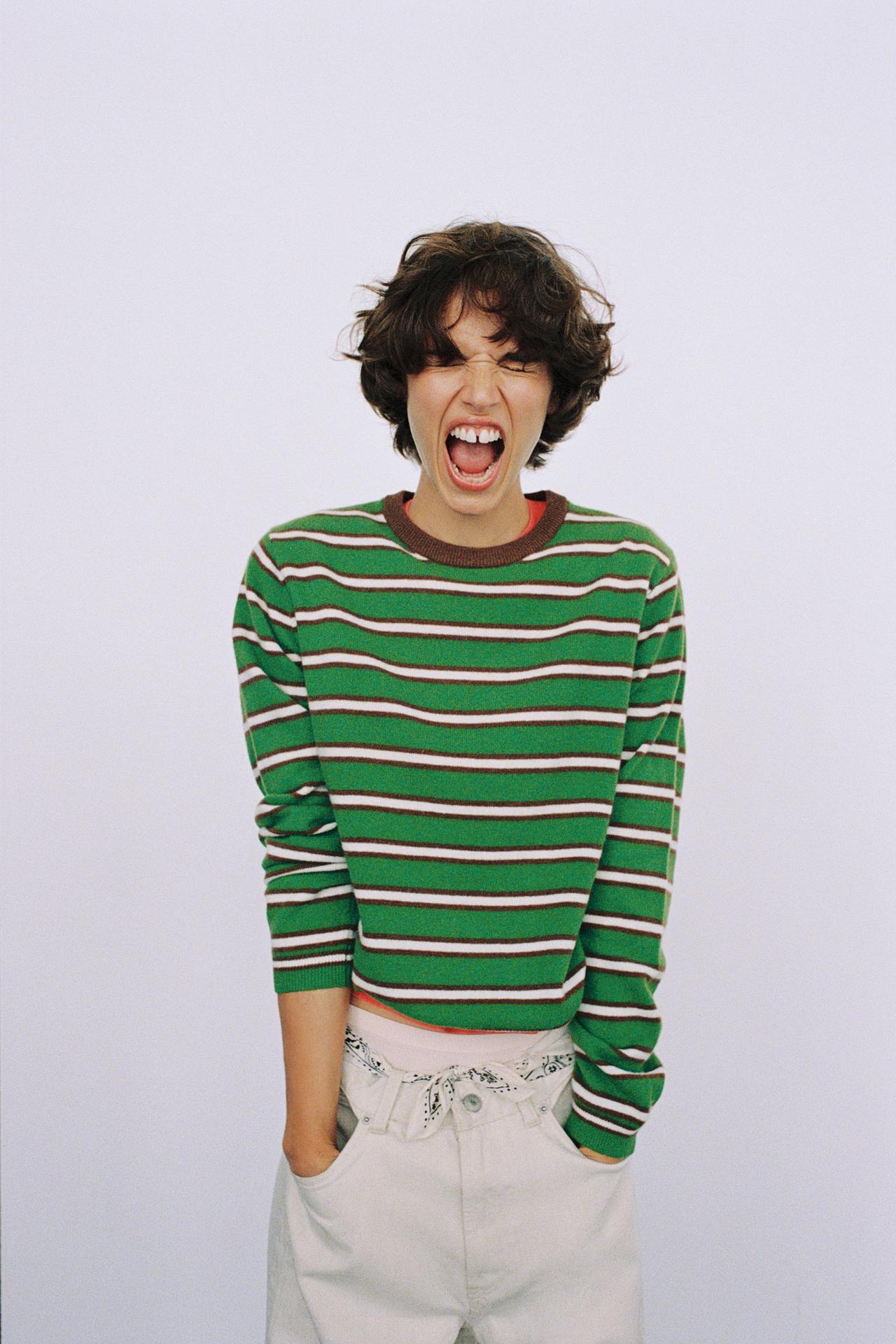 100% WOOL STRIPED SWEATER — Multicolored