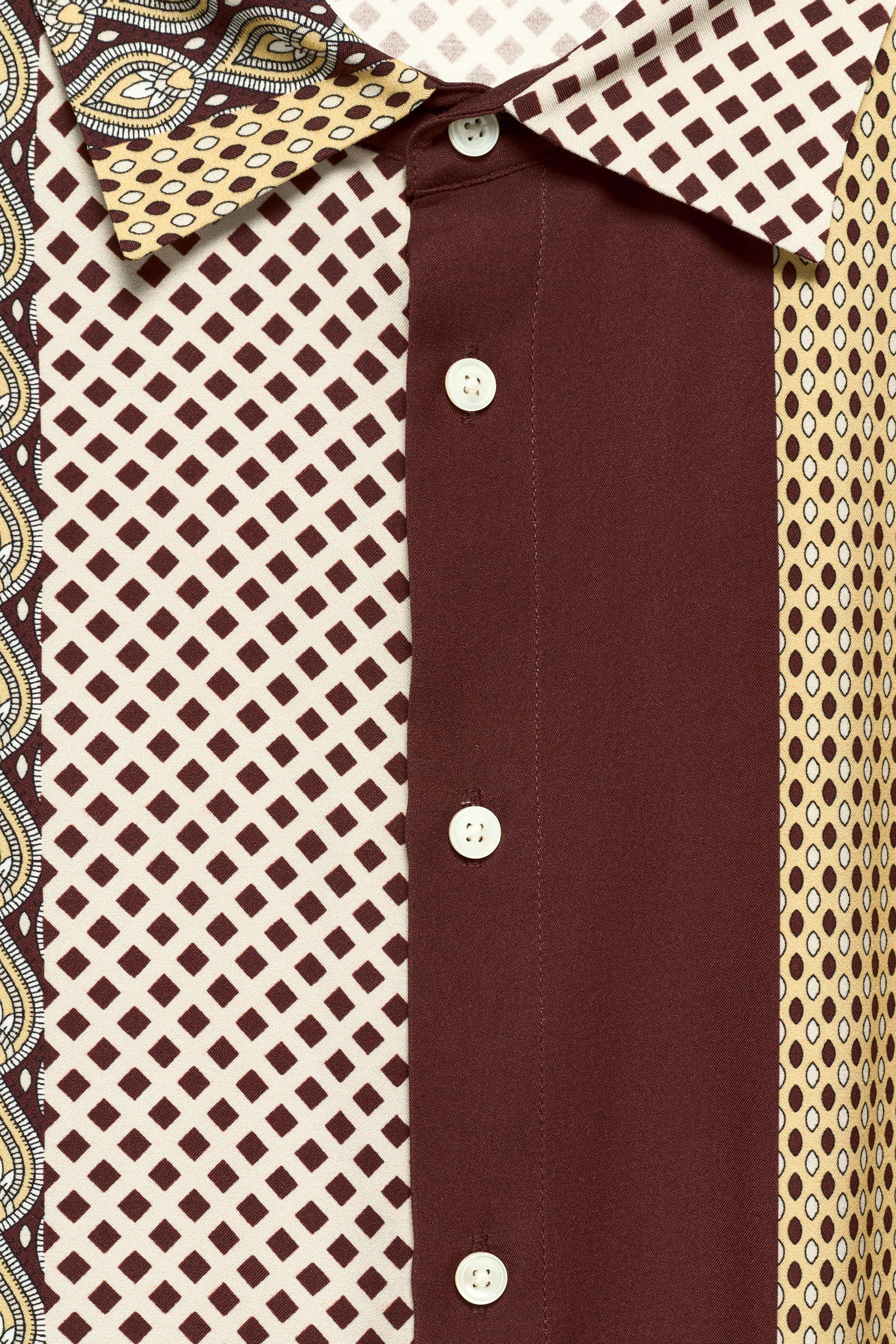 Мужские рубашки Zara LIMITED EDITION MIXED PRINT FLOWY SHIRT — фото 7
